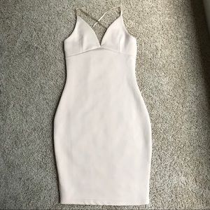 Hourglass Shape Cream Straps Midi Dress